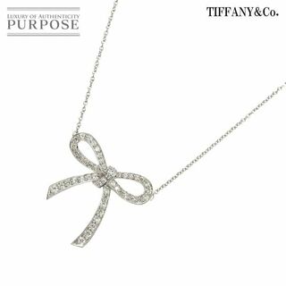 ティファニー(Tiffany & Co.)のティファニー  TIFFANY&CO. ボウ ダイヤ ネックレス 40cm Pt プラチナ リボン VLP 90229713(ネックレス)