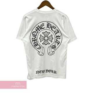 クロムハーツ(Chrome Hearts)のCHROME HEARTS New York Horseshoe Tee クロムハーツ ホースシューTシャツ  半袖カットソー ポケT NY ニューヨーク限定 ホワイト サイズXL【240507】【中古-B】【me04】(Tシャツ/カットソー(半袖/袖なし))