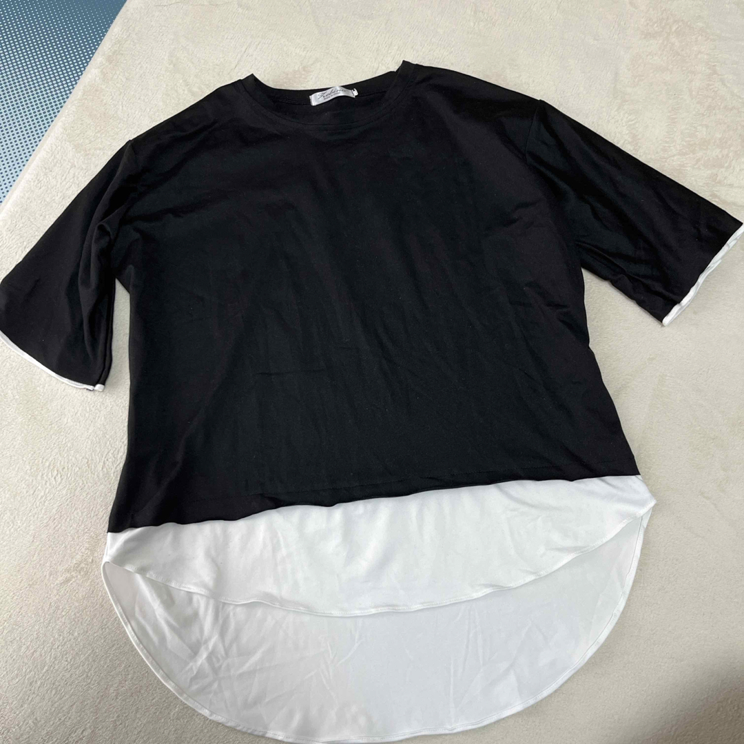 Tシャツ　お尻がかくれるゆったりTシャツ　サイズＬ　ブラック レディースのトップス(Tシャツ(半袖/袖なし))の商品写真