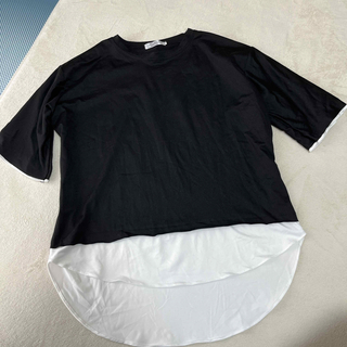 Tシャツ　お尻がかくれるゆったりTシャツ　サイズＬ　ブラック(Tシャツ(半袖/袖なし))