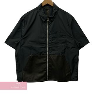 クロムハーツ(Chrome Hearts)のCHROME HEARTS Ynot Nylon Leather Short Sleeve Jacket クロムハーツ ワイノットナイロンレザーショートスリーブジャケット クロスパッチ レザー切替 ダガージップ ナイロンレザーポケット 牛革 ダークグレー×ブラック サイズXL【240507】【新古品】【me04】(スウェット)