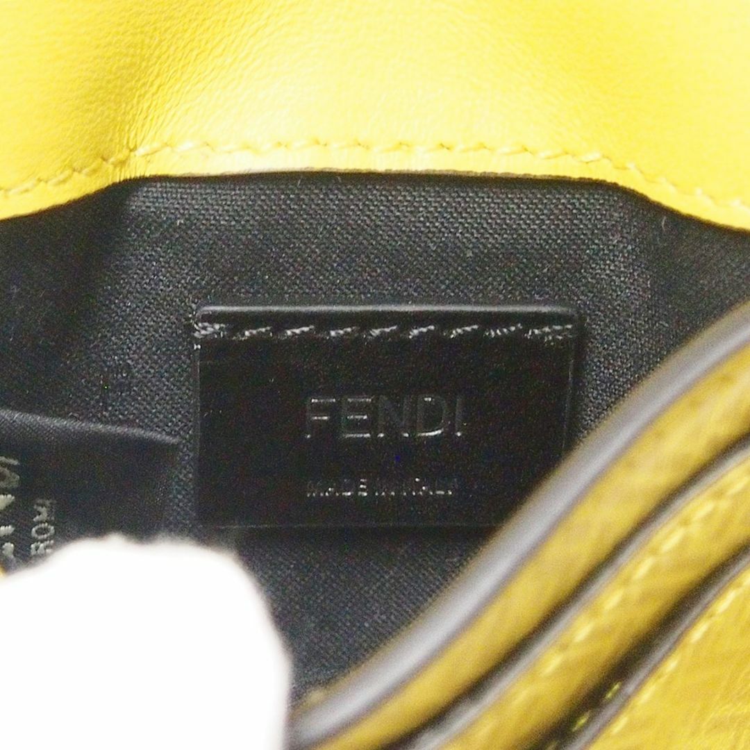 FENDI(フェンディ)のJ12-74 FENDI フェンディ マイクロ フラット バゲット バッグ FF ロゴ カードケース ショルダーバッグ イエロー  レディースのバッグ(ショルダーバッグ)の商品写真