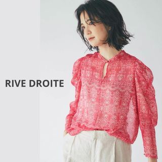 リヴドロワ(RIVE DROITE)の美品　リヴドロワ　アンティークフェンスプリントパワショルブラウス(シャツ/ブラウス(長袖/七分))