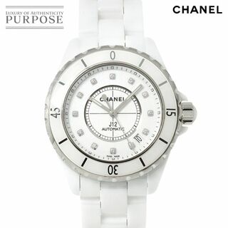 シャネル(CHANEL)のシャネル CHANEL J12 38mm H1629 メンズ 腕時計 デイト 12P ダイヤ ホワイト セラミック オートマ 自動巻き ウォッチ VLP 90231440(腕時計(アナログ))