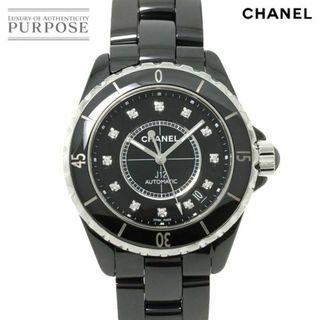 シャネル(CHANEL)のシャネル CHANEL J12 38mm H1626 メンズ 腕時計 12P ダイヤ ブラック セラミック デイト オートマ 自動巻き ウォッチ VLP 90232302(腕時計(アナログ))