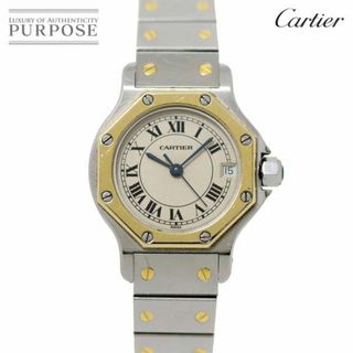 カルティエ(Cartier)のカルティエ Cartier サントスオクタゴンSM コンビ W2001683 ヴィンテージ デイト アイボリー K18YG クォーツ Santos octagon VLP 90232371(腕時計)