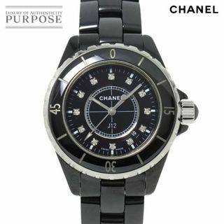 シャネル CHANEL J12 33mm H1625 レディース 腕時計 12P ダイヤ デイト ブラック セラミック クォーツ ウォッチ VLP 90232681