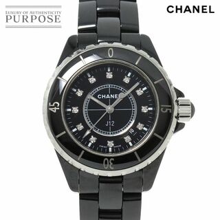 CHANEL - シャネル CHANEL J12 33mm H1625 レディース 腕時計 12P ダイヤ デイト ブラック セラミック クォーツ ウォッチ VLP 90232681