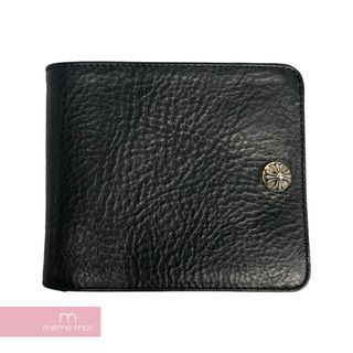 クロムハーツ(Chrome Hearts)のCHROME HEARTS 1SNAP CROSS BALL BUTTON WALLET クロムハーツ 1スナップクロスボールボタンウォレット 二つ折り財布 レザー ブラック 【240507】【中古-A】【me04】(折り財布)