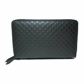 グッチ(Gucci)の【新品】グッチ アウトレット財布 メンズ GUCCI 449246 ハンドル付き ダブルジップ長財布 セカンドバッグ マイクログッチシマ レザー ブラック(セカンドバッグ/クラッチバッグ)