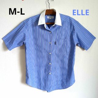 エル(ELLE)のELLE レディース半袖 ストライプ柄シャツ 古着(シャツ/ブラウス(半袖/袖なし))