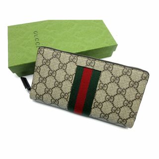 グッチ(Gucci)の【新品】グッチ 財布 長財布 779870 (ベージュ系) GUCCI ウェビングライン GGスプリーム PVC アコーディオン ラウンドジップ アウトレット レディース(財布)