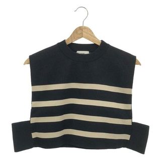 ハイク(HYKE)の【美品】  HYKE / ハイク | 2023SS | STRIPED SWEATER CROPPED TOP クロップドトップス | F | ブラック/ベージュ | レディース(ベスト/ジレ)