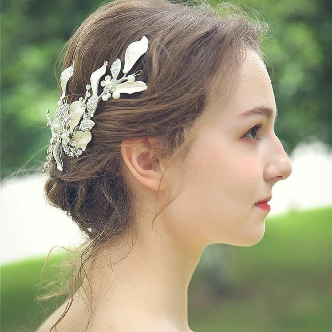 新品 ヘッドドレス ウェディング ヘアアクセサリー シルバー 大きめ 結婚式 レディースのアクセサリー(その他)の商品写真