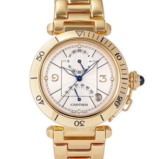 カルティエ(Cartier)のカルティエ Cartier パシャ GMT W30144D1 シルバー文字盤 中古 腕時計 メンズ(腕時計(アナログ))