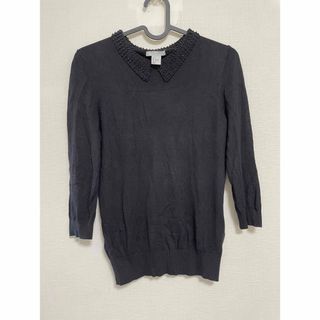 エイチアンドエム(H&M)のH&M黒のサマーニット　S(カットソー(半袖/袖なし))