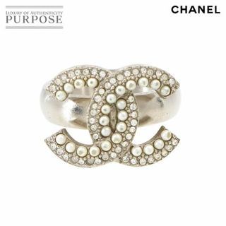 シャネル(CHANEL)のシャネル CHANEL フェイクパール ラインストーン ココマーク リング 指輪 12号 シルバー ホワイト F18K アクセサリー VLP 90231330(リング(指輪))