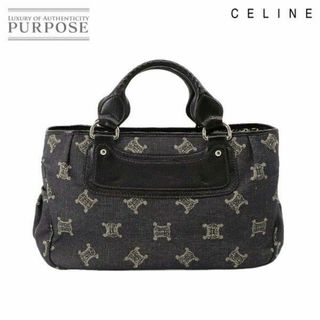 celine - セリーヌ CELINE マカダム柄 ブギーバッグ ハンド バッグ デニム レザー ネイビー ブラック 134022 シルバー 金具 VLP 90231731