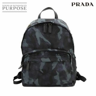 PRADA - 新品同様 プラダ PRADA カモフラージュ柄 バックパック リュックサック ナイロン サフィアーノレザー ブルー 2VZ066 VLP 90231777