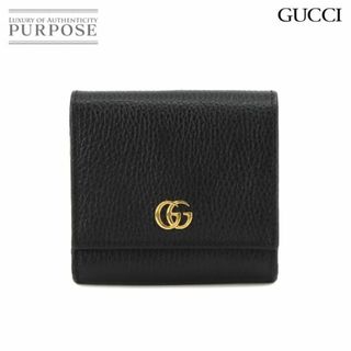 グッチ(Gucci)の未使用 展示品 グッチ GUCCI GGマーモント 二つ折り 財布 レザー ブラック 598587 ゴールド 金具 VLP 90231793(財布)