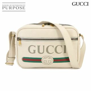 未使用 展示品 グッチ GUCCI グッチ プリント メッセンジャー ショルダー バッグ レザー アイボリー 523589 ゴールド 金具 VLP 90231877