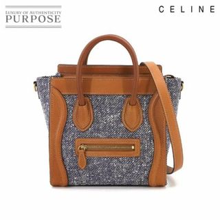 セリーヌ(celine)の未使用 展示品 セリーヌ CELINE ラゲージ ナノショッパー 2way ハンド ショルダー バッグ レザー キャンバス ブラウン ブルー VLP 90231965(ハンドバッグ)