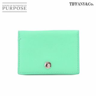 Tiffany & Co. - 未使用 展示品 ティファニー TIFFANY&CO. カード ケース 名刺入れ レザー ブルー シルバー 金具 VLP 90232079