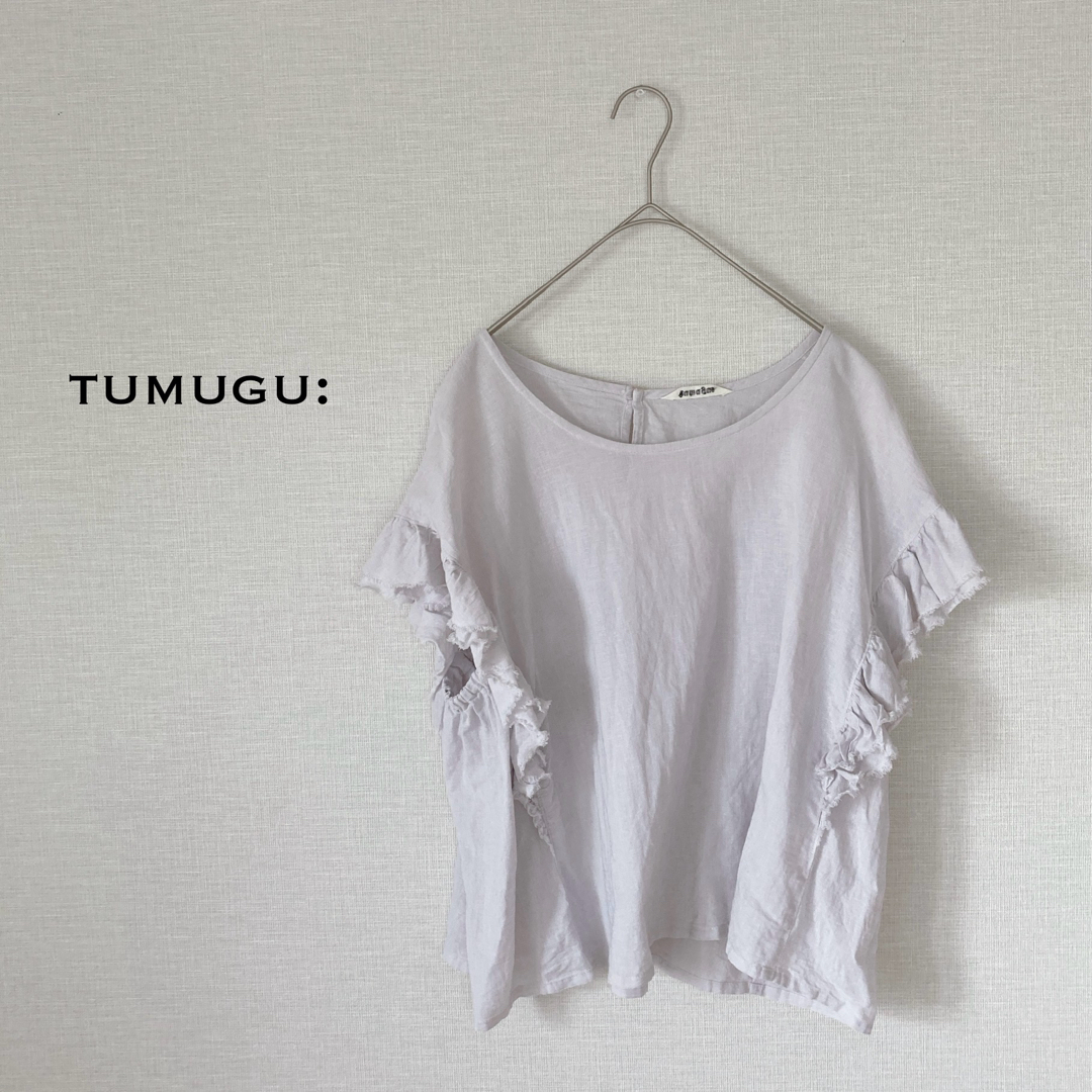 tumugu(ツムグ)のtumugu フリルスリーブブラウス　コットンリネン レディースのトップス(シャツ/ブラウス(半袖/袖なし))の商品写真