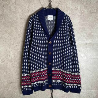 トップマン(TOPMAN)のブリテン製 TOPMAN トップマン ショールカラー ジャガードカーディガン(ニット/セーター)