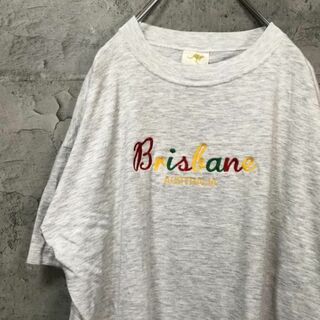 Brisbane 刺繍 デカロゴ カラフル オーバーサイズ Tシャツ(Tシャツ/カットソー(半袖/袖なし))