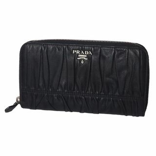 プラダ(PRADA)の◆ミウラ◆プラダ PRADA ナッパゴーフル ラウンドファスナー 長財布 1M0506 NERO ブラック【中古】(財布)