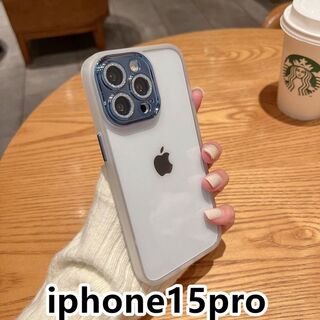 iphone15proケース レンズ保護 透明 韓国 ホワイト156(iPhoneケース)