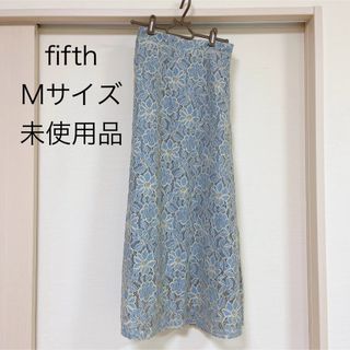 フィフス(fifth)のフィフス ロングスカート レーススカート 花柄 水色 フレアスカート Mサイズ(ロングスカート)