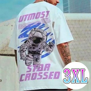 【限定SALE★】　ストリート　Ｔシャツ　オーバーサイズ　３ＸＬ　半袖　ホワイト