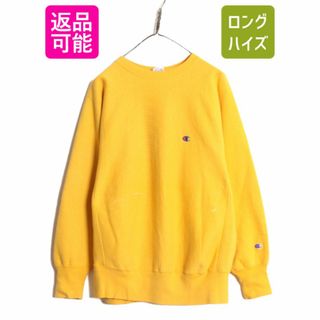 チャンピオン(Champion)の90s USA製 ★ チャンピオン リバースウィーブ スウェット メンズ L / 90年代 オールド Champion トレーナー 裏起毛 ワンポイント イエロー(スウェット)