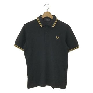 フレッドペリー(FRED PERRY)のFRED PERRY / フレッドペリー | 英国製 月桂樹 ロゴ刺しゅう 鹿の子 ポロシャツ | 36 | ブラック / ゴールド | メンズ(Tシャツ/カットソー(半袖/袖なし))