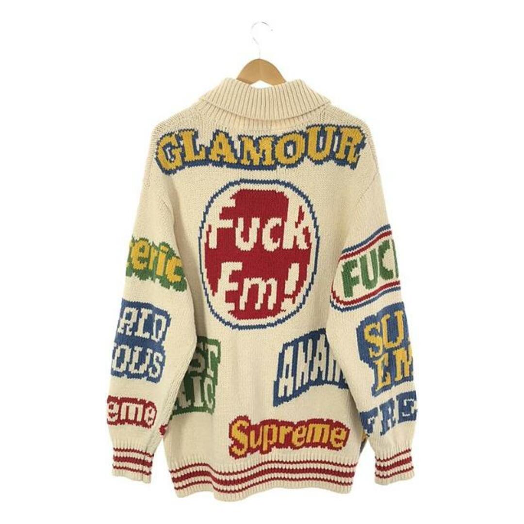 SUPREME / シュプリーム | × HYSTERIC GLAMOUR / ヒステリックグラマー Logos Zip Up Sweater / コットン カウチン ニット / ジップカーディガン | L | エクリュ/ マルチカラー | メンズ SUPREME / シュプリーム | × HYSTERIC GLAMOUR / ヒステリックグラマー Logos Zip Up Sweater / コットン カウチン ニット / ジップカーディガン | L | エクリュ/ マルチカラー | メンズ
