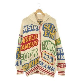 シュプリーム(Supreme)のSUPREME / シュプリーム | × HYSTERIC GLAMOUR / ヒステリックグラマー Logos Zip Up Sweater / コットン カウチン ニット / ジップカーディガン | L | エクリュ/ マルチカラー | メンズ(カーディガン)