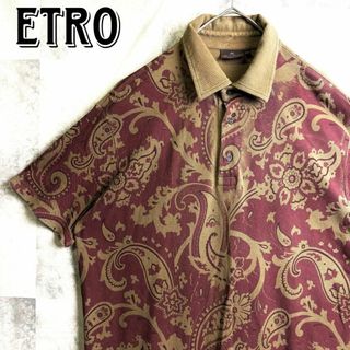 ETRO - 美品 イタリア製 エトロ ポロシャツ 半袖 ペイズリー総柄 ブラウン XL相当