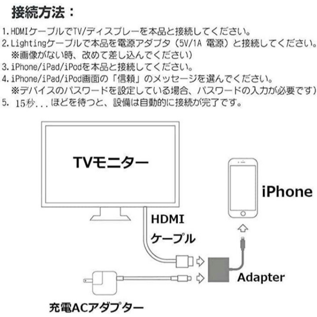 iPhone/iPad/ipod 用 HDMI変換ケーブル・アダプタ スマホ/家電/カメラの生活家電(変圧器/アダプター)の商品写真