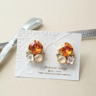 アストラルピンク&アイボリーディライト♡﻿flower bijouピアス(ピアス)