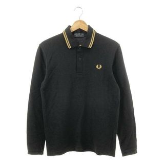 FRED PERRY - FRED PERRY / フレッドペリー | 英国製 月桂樹 ロゴ刺しゅう 鹿の子 長袖ポロシャツ | 36 | ブラック / ゴールド | メンズ