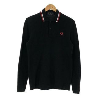 フレッドペリー(FRED PERRY)のFRED PERRY / フレッドペリー | 英国製 月桂樹 ロゴ刺しゅう 鹿の子 長袖ポロシャツ | 36 | ブラック | メンズ(Tシャツ/カットソー(七分/長袖))