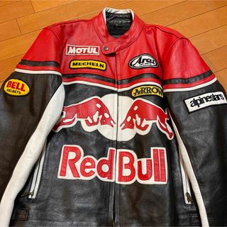 レッドブル(Red Bull)の【メンズM-L】RedBull ライダーズ　ジャケット　本革　レザー　レッドブル(ライダースジャケット)