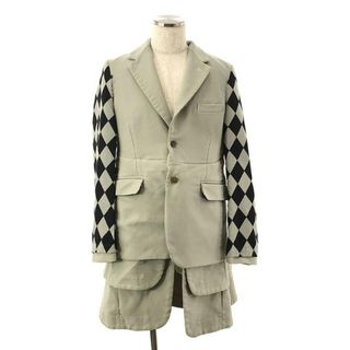 COMME des GARCONS HOMME PLUS - COMME des GARCONS HOMME PLUS / コムデギャルソンオムプリュス | 2023SS | ポリエステル 変形 ドッキング レイヤード シングルジャケット | M | ブラック/グレー | メンズ