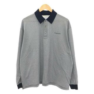 【美品】  FARAH / ファーラー | Striped T-shirt / ボーダー ロゴ ポロシャツ | M | ネイビー | メンズ(Tシャツ/カットソー(七分/長袖))