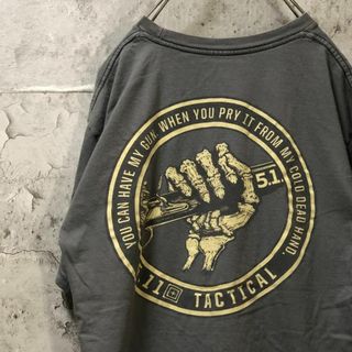 TACTICAL バックプリント 骨 ボーン 銃 雰囲気 Tシャツ(Tシャツ/カットソー(半袖/袖なし))