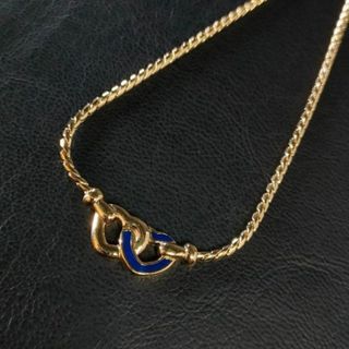 クリスチャンディオール(Christian Dior)の【極美品】Dior　ディオール　ネックレス　ゴールド　ブルー　ハート　CDロゴ(ネックレス)