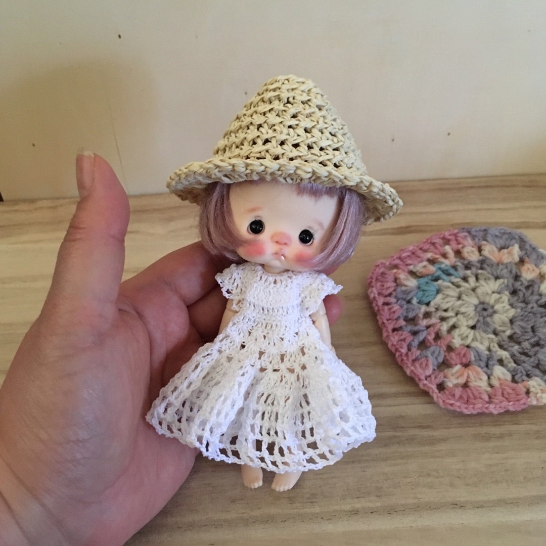 現品SALE 帽子　ベージュ　ポップマートブライス　ほっぺちゃん　オビツ11 ハンドメイドのぬいぐるみ/人形(その他)の商品写真