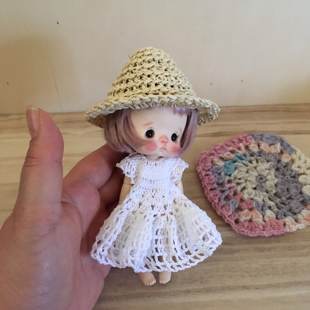 現品SALE 帽子　ベージュ　ポップマートブライス　ほっぺちゃん　オビツ11 ハンドメイドのぬいぐるみ/人形(その他)の商品写真